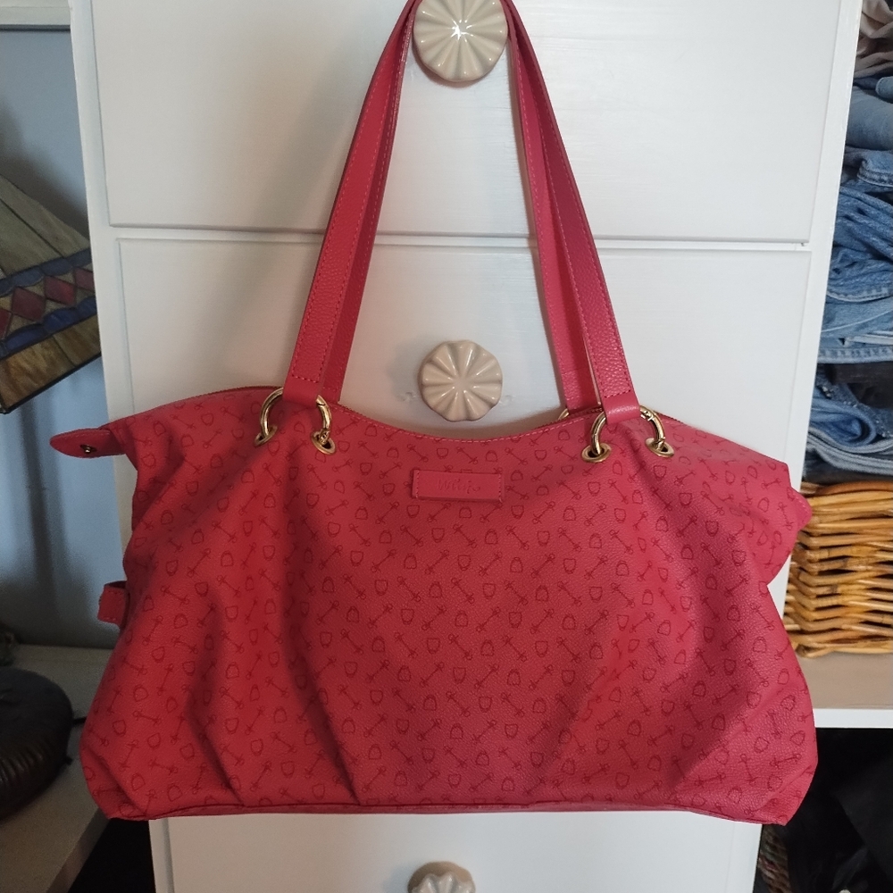 WHY JAPAN Pink Coated Canvas + Leather Handbag Shoulder Bag